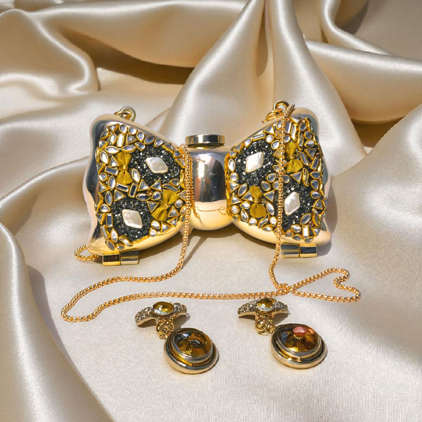 Dual-Side Luxury Bow Clutch