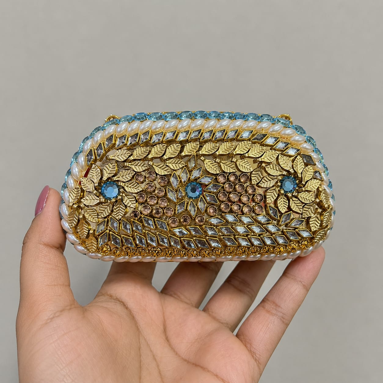Azure Peacock Party Clutch