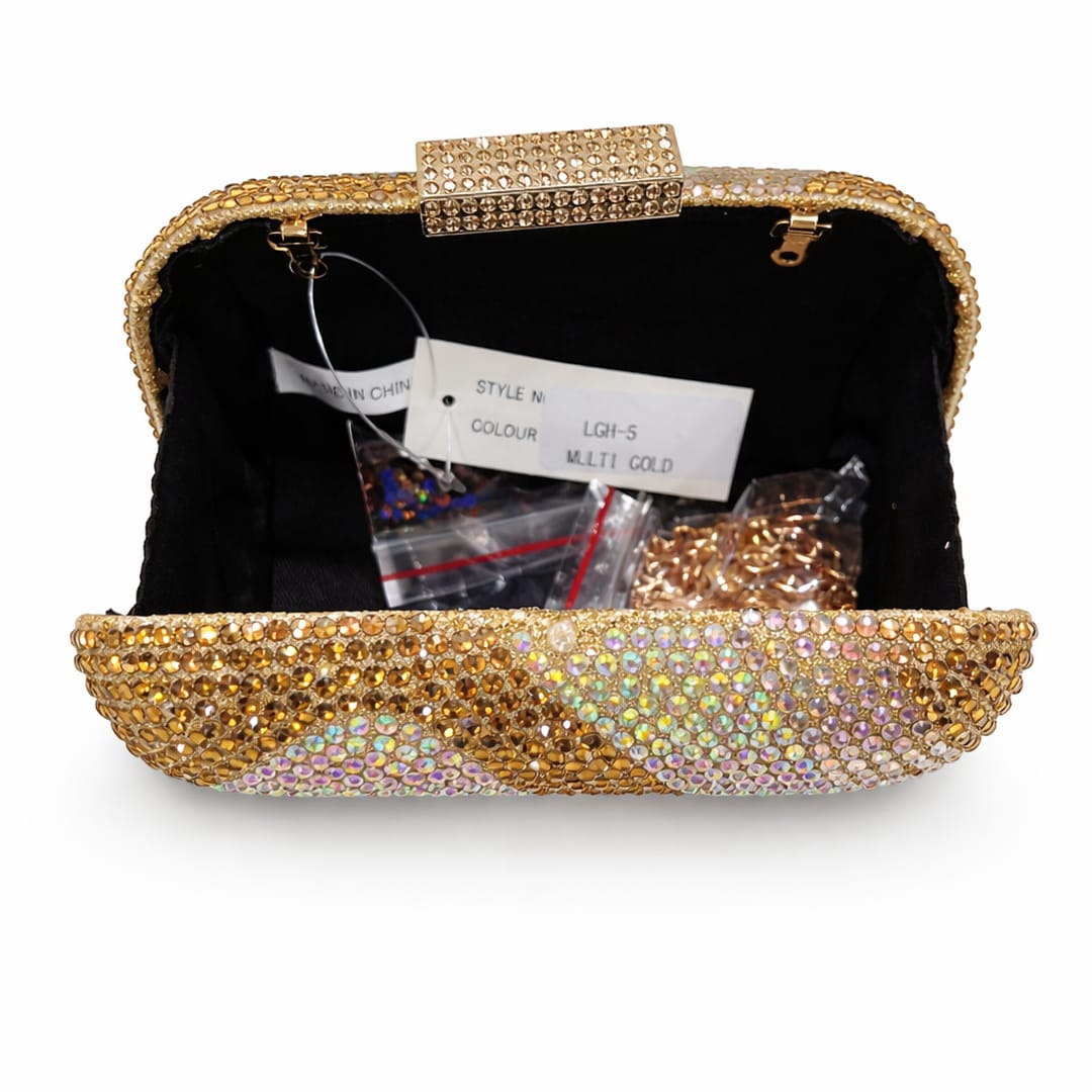 Golden Swarovski Stones Clutch