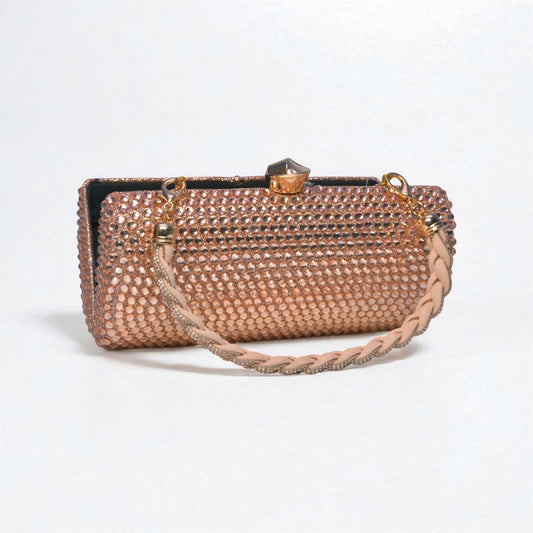 Rose Gold Rhinestone Clutch