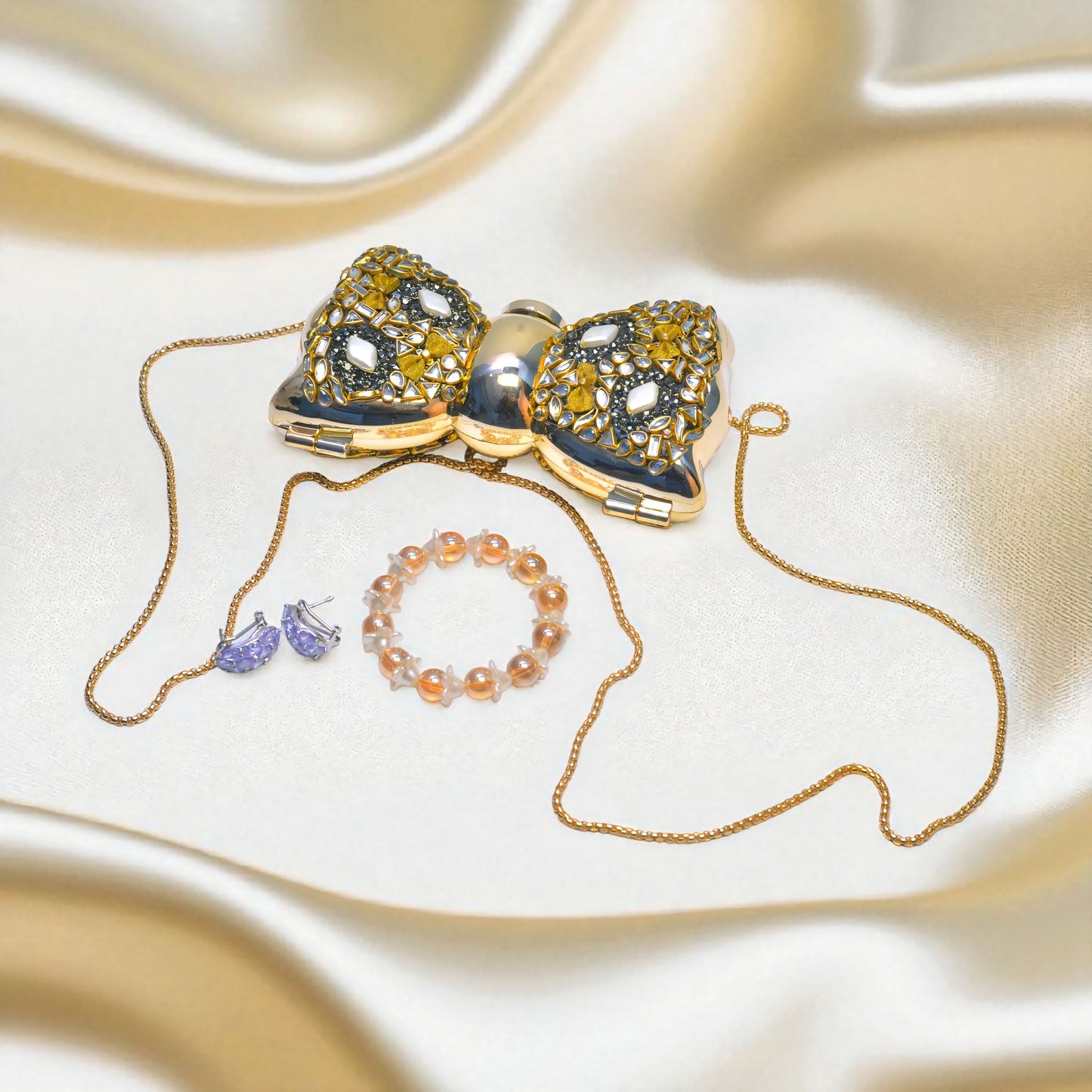 Dual-Side Luxury Bow Clutch