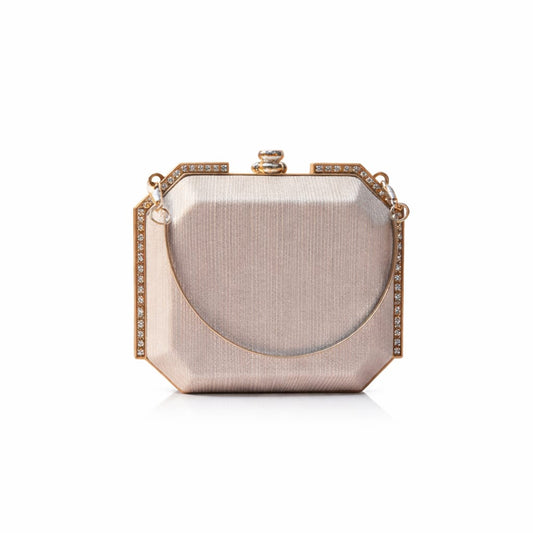 Elegant Silver Hard-Frame Clutch