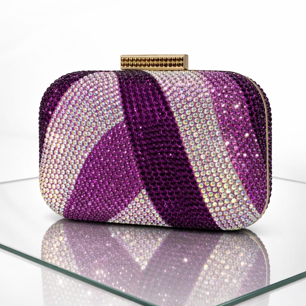 Purple Swarovski Stones Clutch
