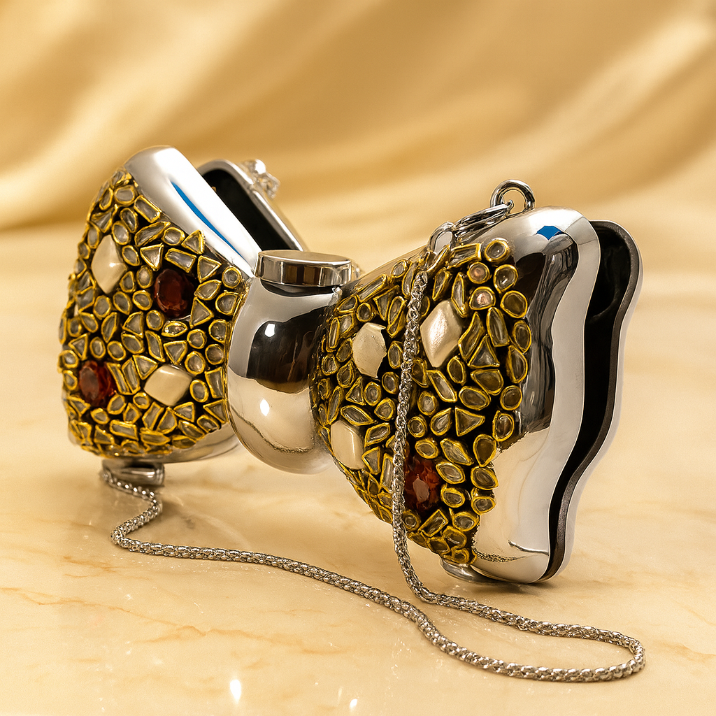 Elegant Double Side Party Bow Clutch