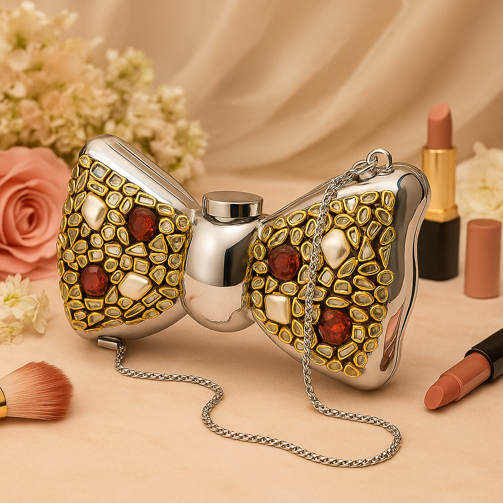 Elegant Double Side Party Bow Clutch