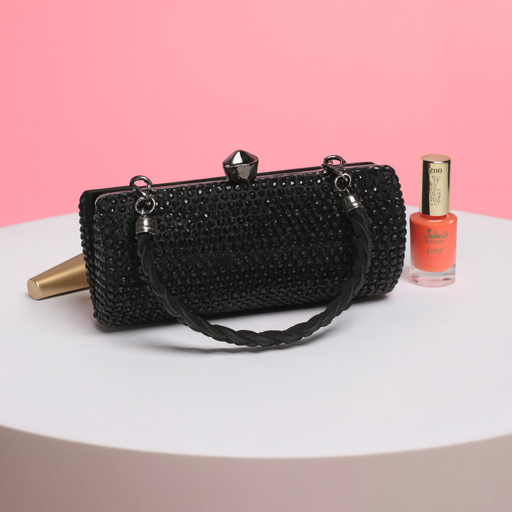 Classic Black Crystal Clutch