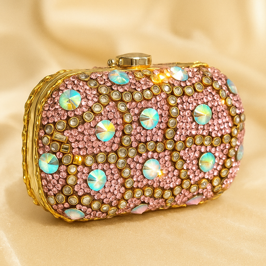 Pink Double-Sided Crystal Clutch