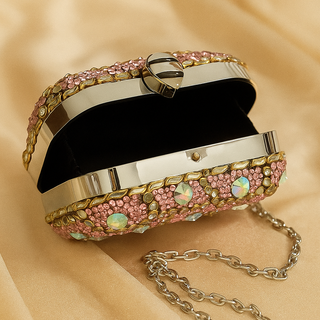 Pink Double-Sided Crystal Clutch