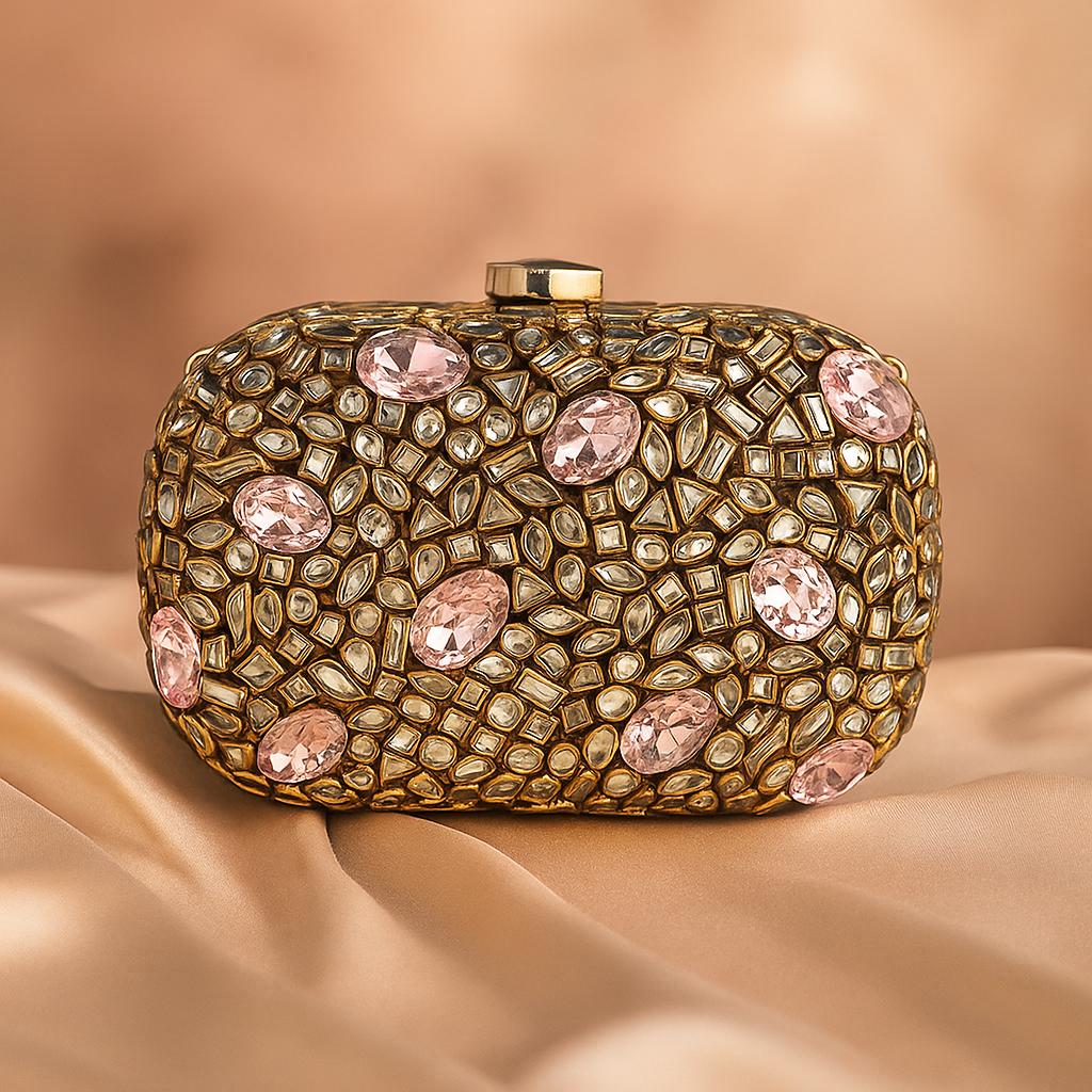 Pink Double-Sided Crystal Clutch