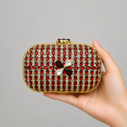 Red Silver Stone Clutch