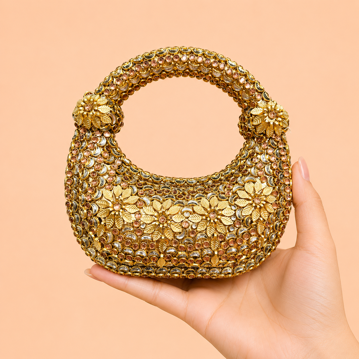 Golden Kundan Jewel Clutch