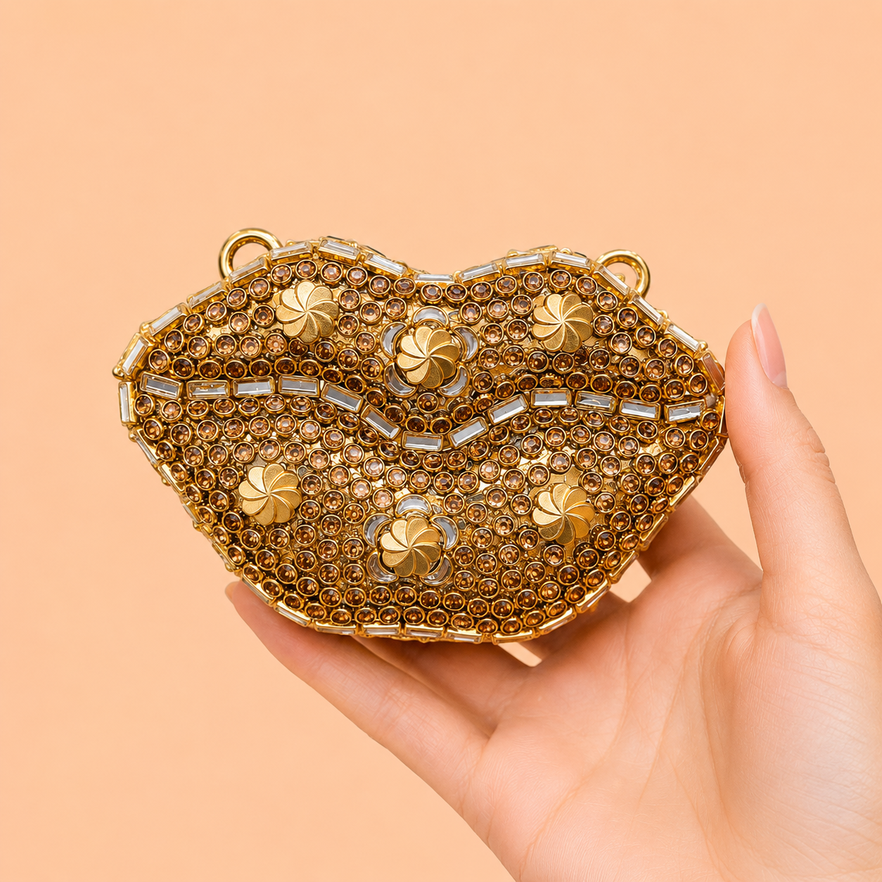 Kundan Stone Lips Clutch