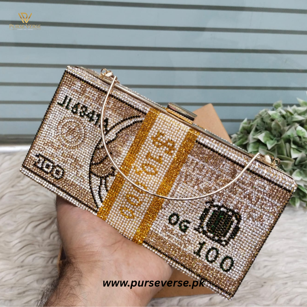 Money Roll Crystal Clutch – Luxury Evening Bag